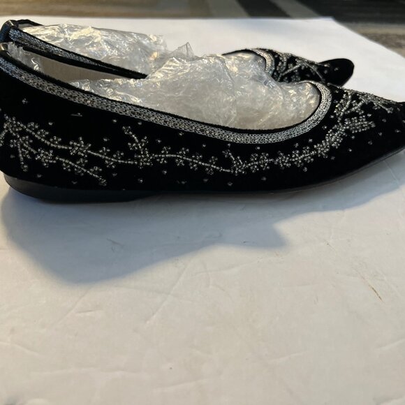 Emma Hope BlackVelvet Suede Trim Bow Women Flats Shoes Size EU 39 / US 8.5 Italy - Picture 2 of 8